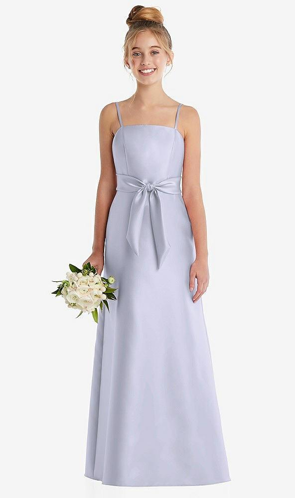 spaghetti strap satin junior bridesmaid dress with mini sash