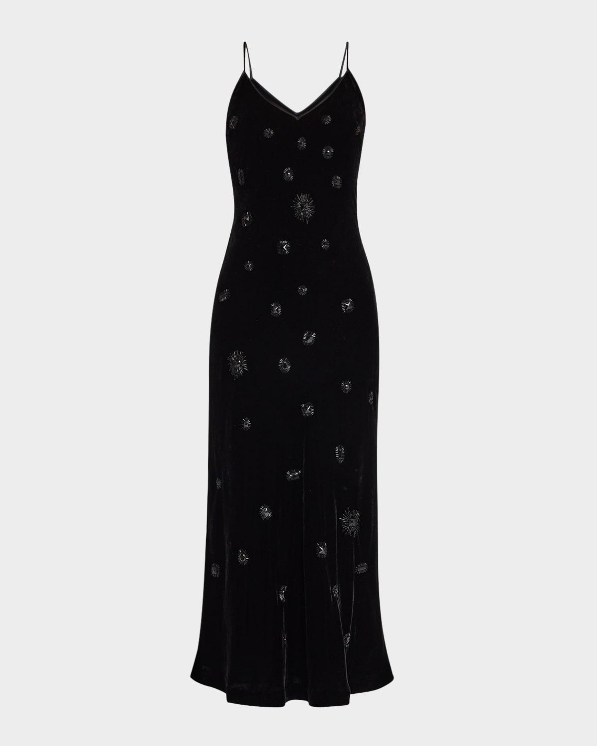 spaghetti-strap velvet slip dress