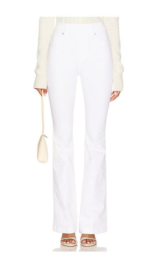 spanx flare jean in white.