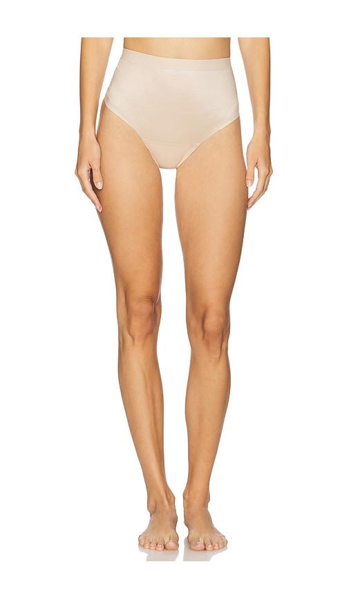 spanx invisible thong in beige,nude.