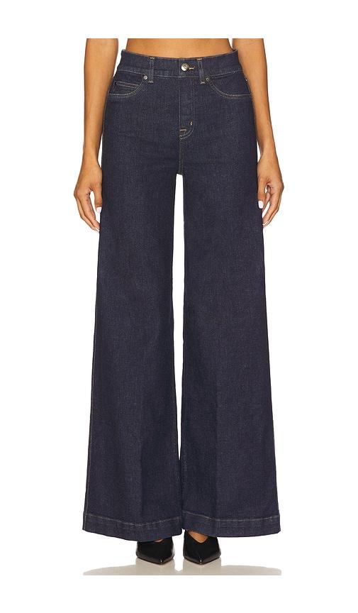 spanx pull on wide leg jean in blue.