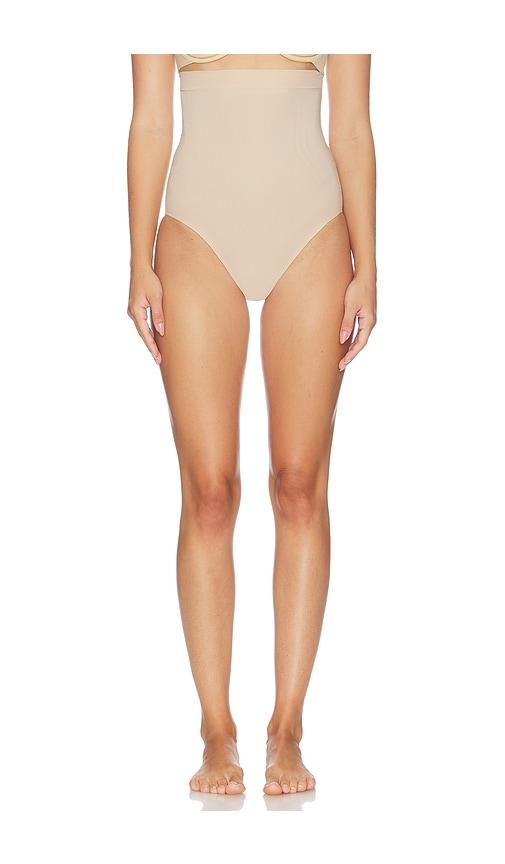 spanx sculpt gofigure high wasit brief in cream.