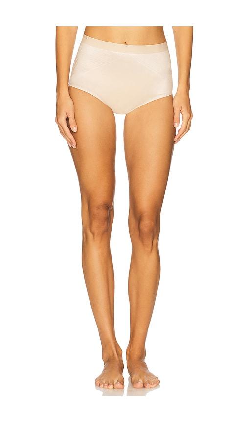 spanx shape invisible brief in beige.