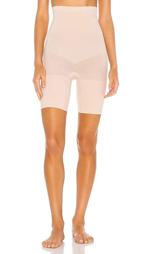 spanx spanxsculptâ¢ seamless power high-waisted mid-thigh short in beige.