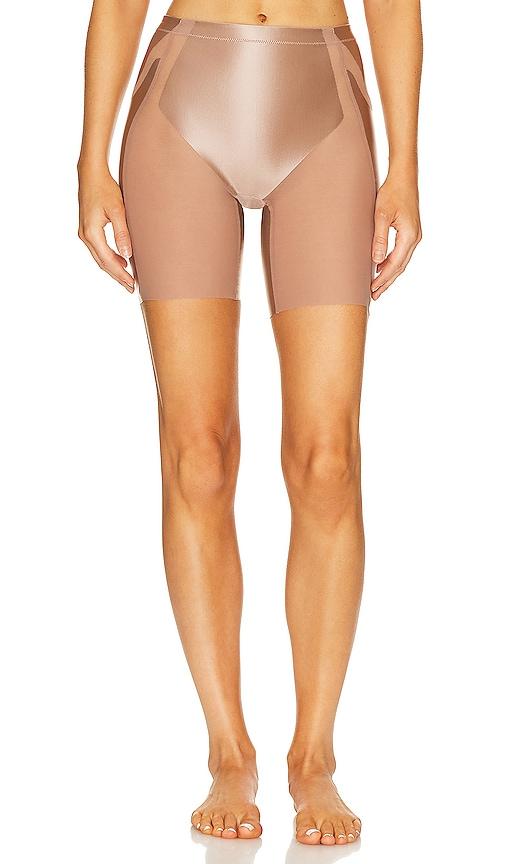 spanx spanxshapeâ¢ booty-lifting mid-thigh short in beige.