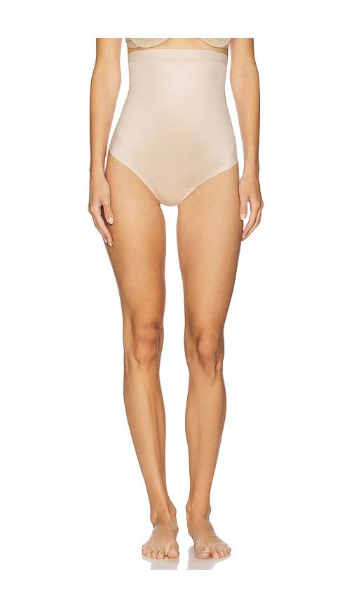 spanx spanxshape invisible high waisted thong in beige,nude.