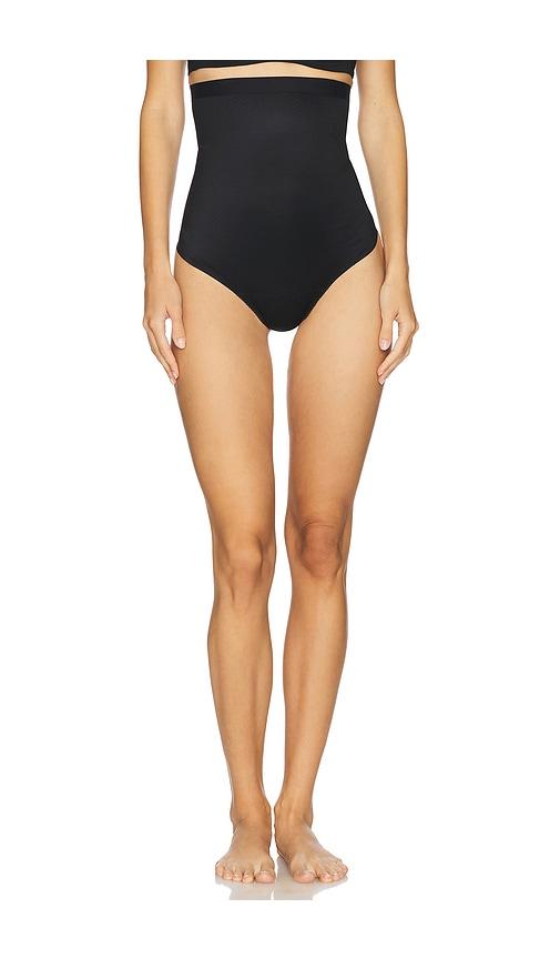 spanx spanxshape invisible high waisted thong in black.