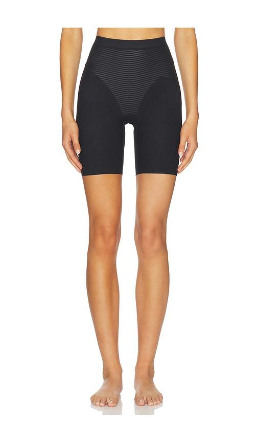 spanx spanxshape invisible midthigh short in black.