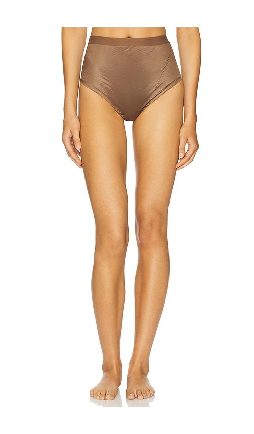 spanx spanxshape invisible thong in brown.