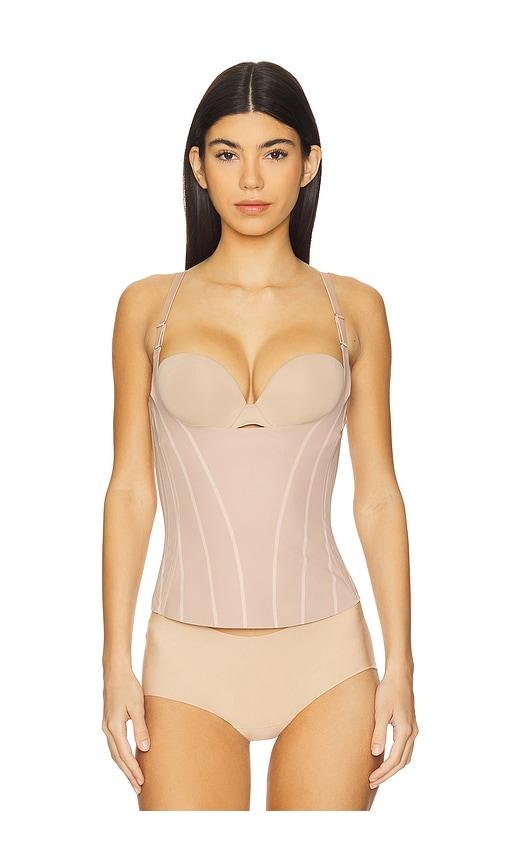 spanx stay down open bust cami in nude.