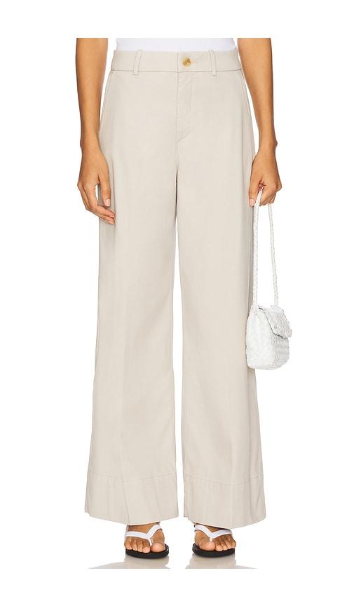spanx stretch twill wide leg pant in ivory.