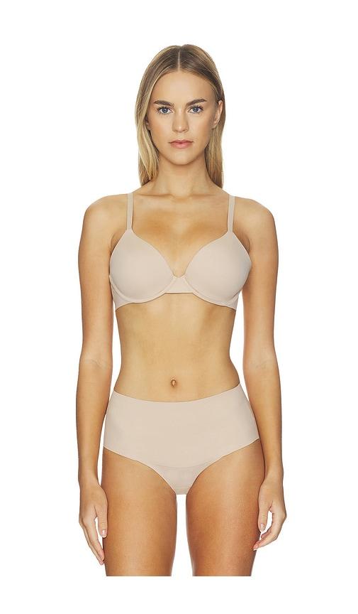 spanx supersmooth brava push-up bra in taupe.