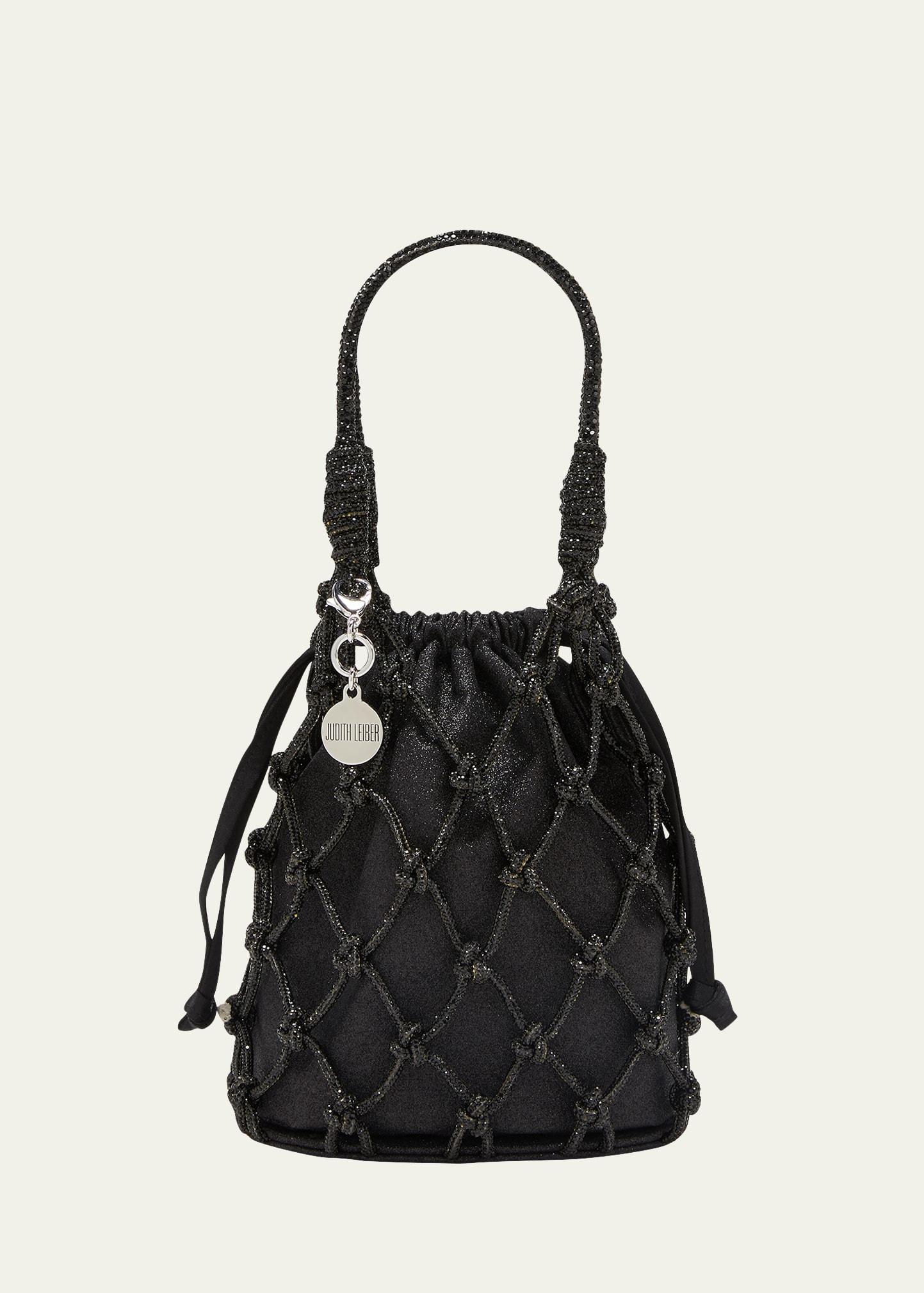 sparkle crystal net top-handle bag