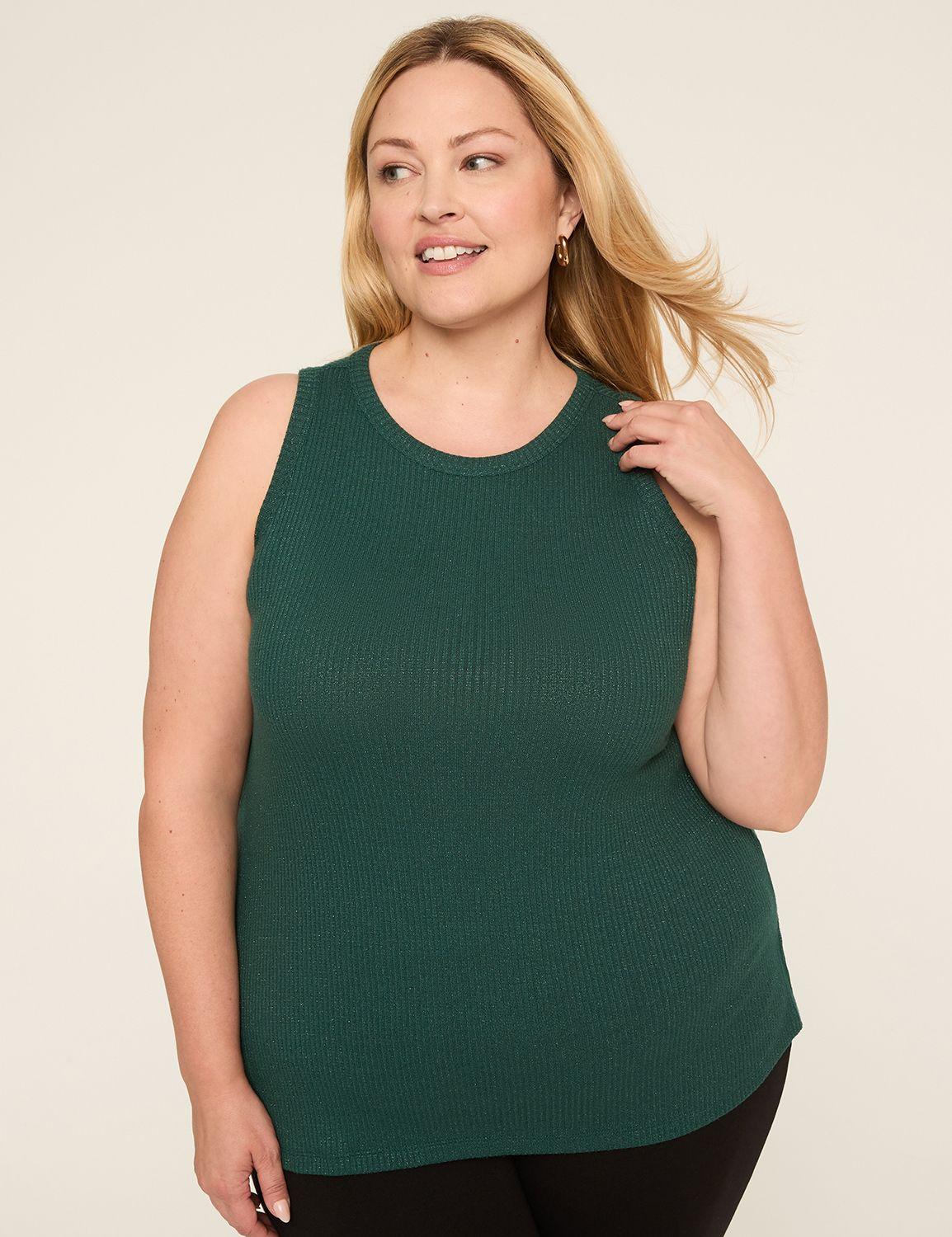 sparkle rib high-neck tank