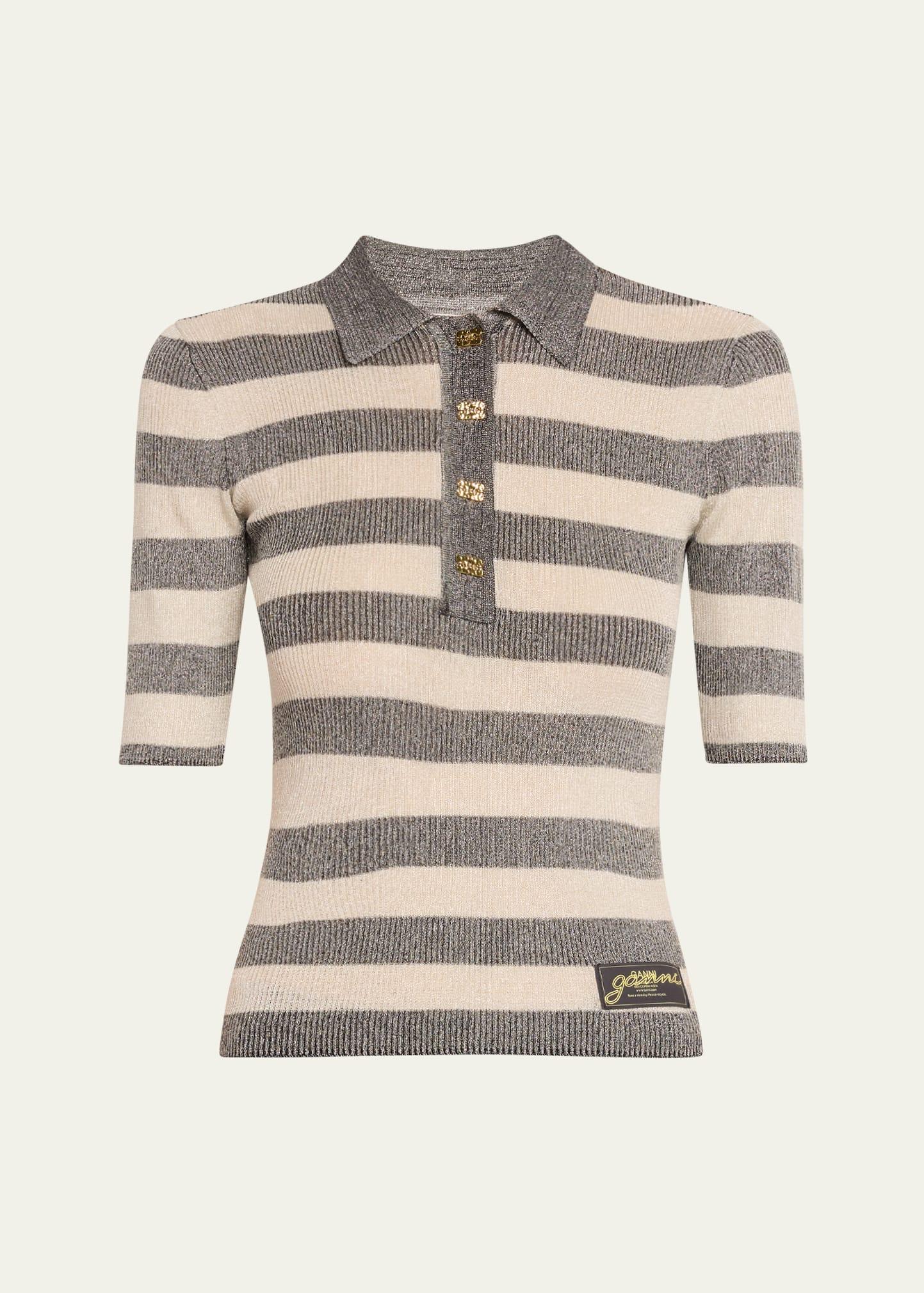sparkle ribbed polo top