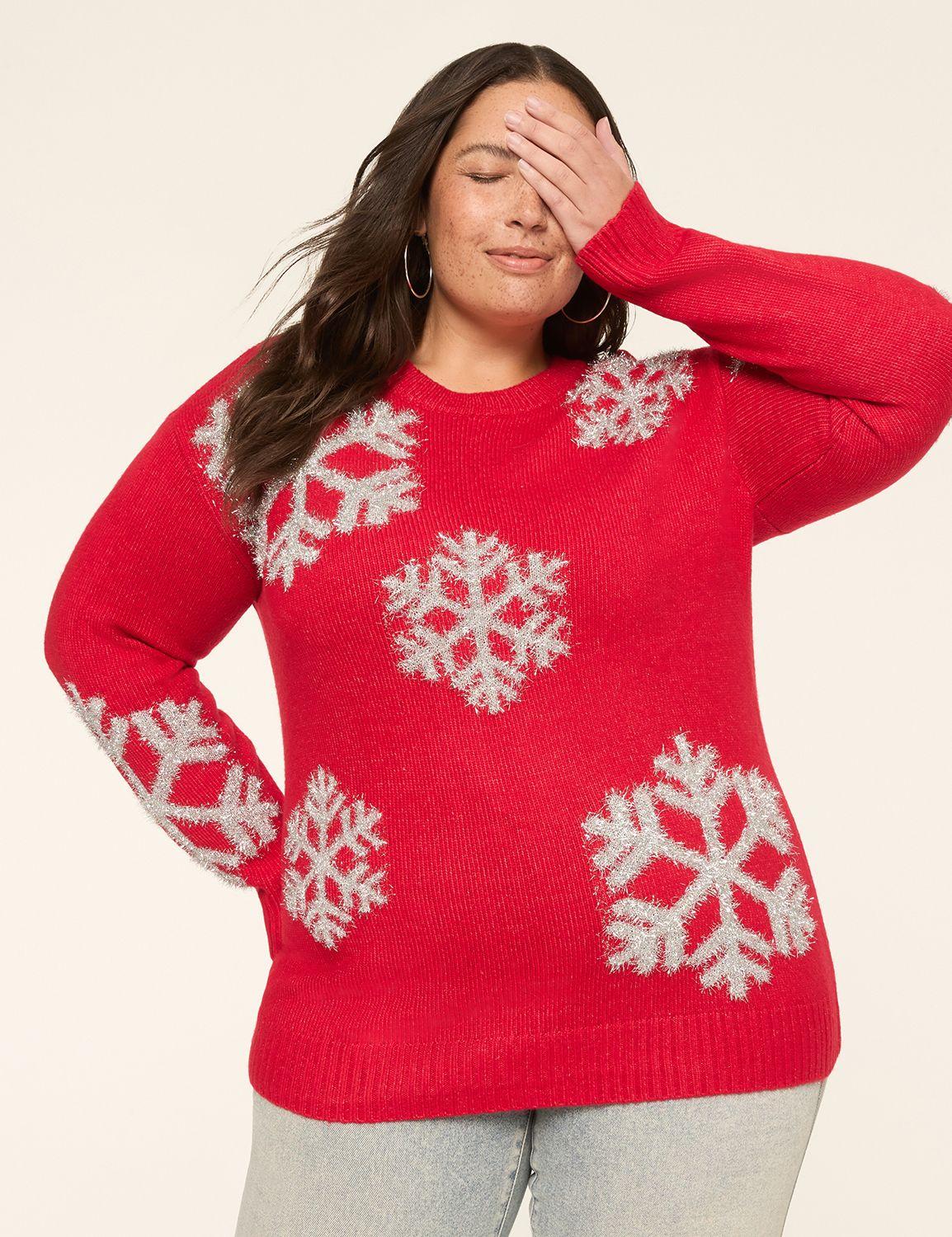 sparkle snowflake pullover sweater