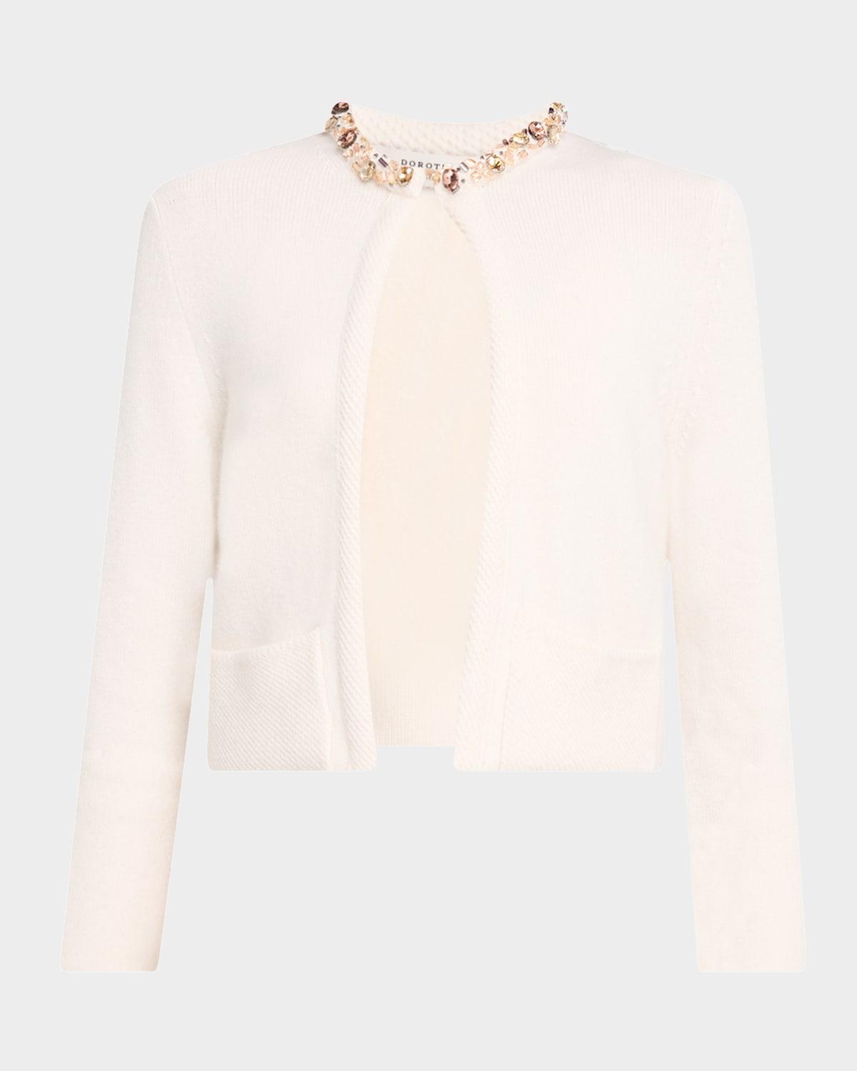 sparkling luxury bead & crystal-trim cardigan