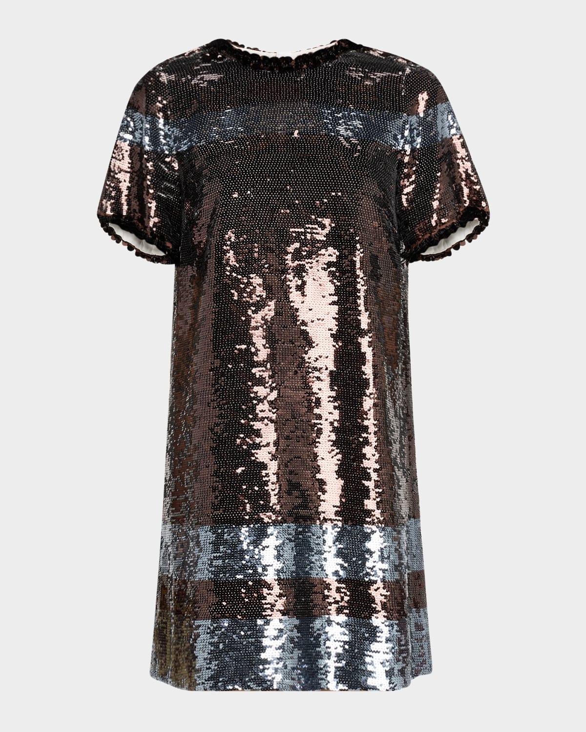 sparkling shine striped sequin mini dress