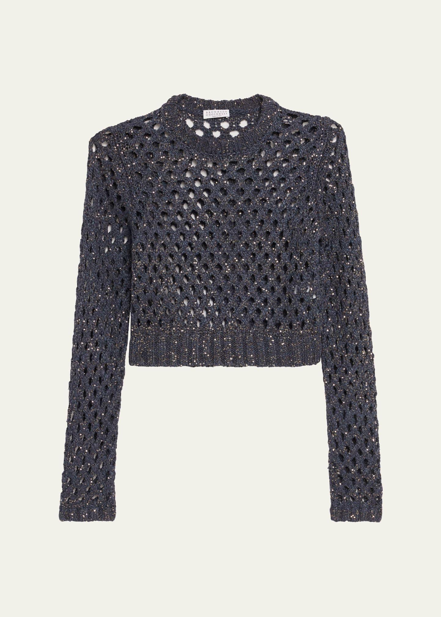 sparkling silk-linen crewneck sweater