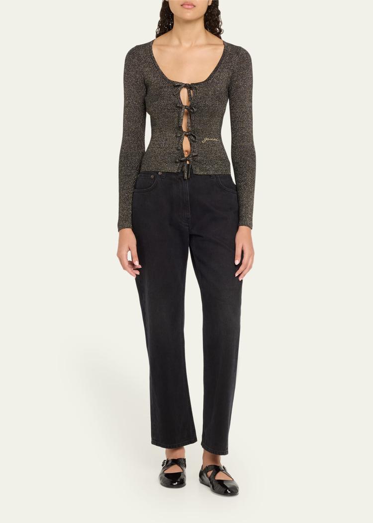 sparkly knit tie-front blouse