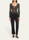 sparkly knit tie-front blouse