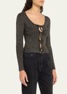 sparkly knit tie-front blouse
