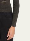 sparkly knit tie-front blouse