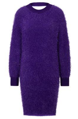 sparkly knitted dress with cut-out back- light purple women's knitted dresses