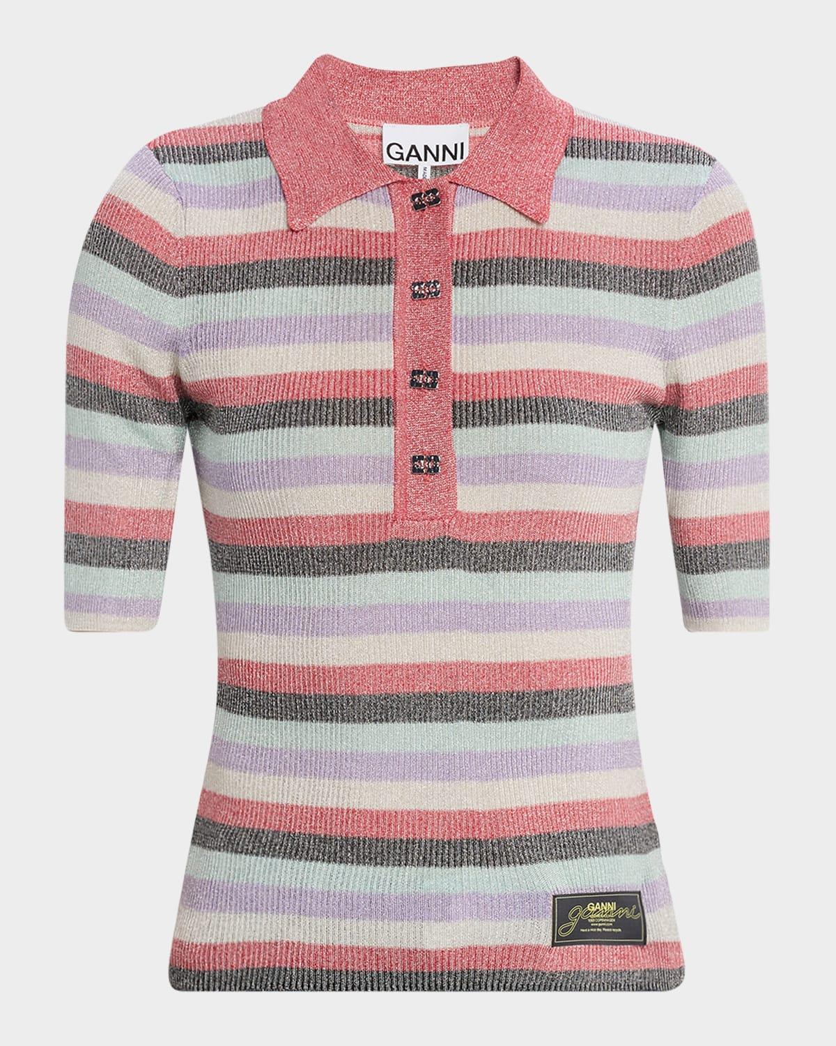 sparkly rib-knit polo