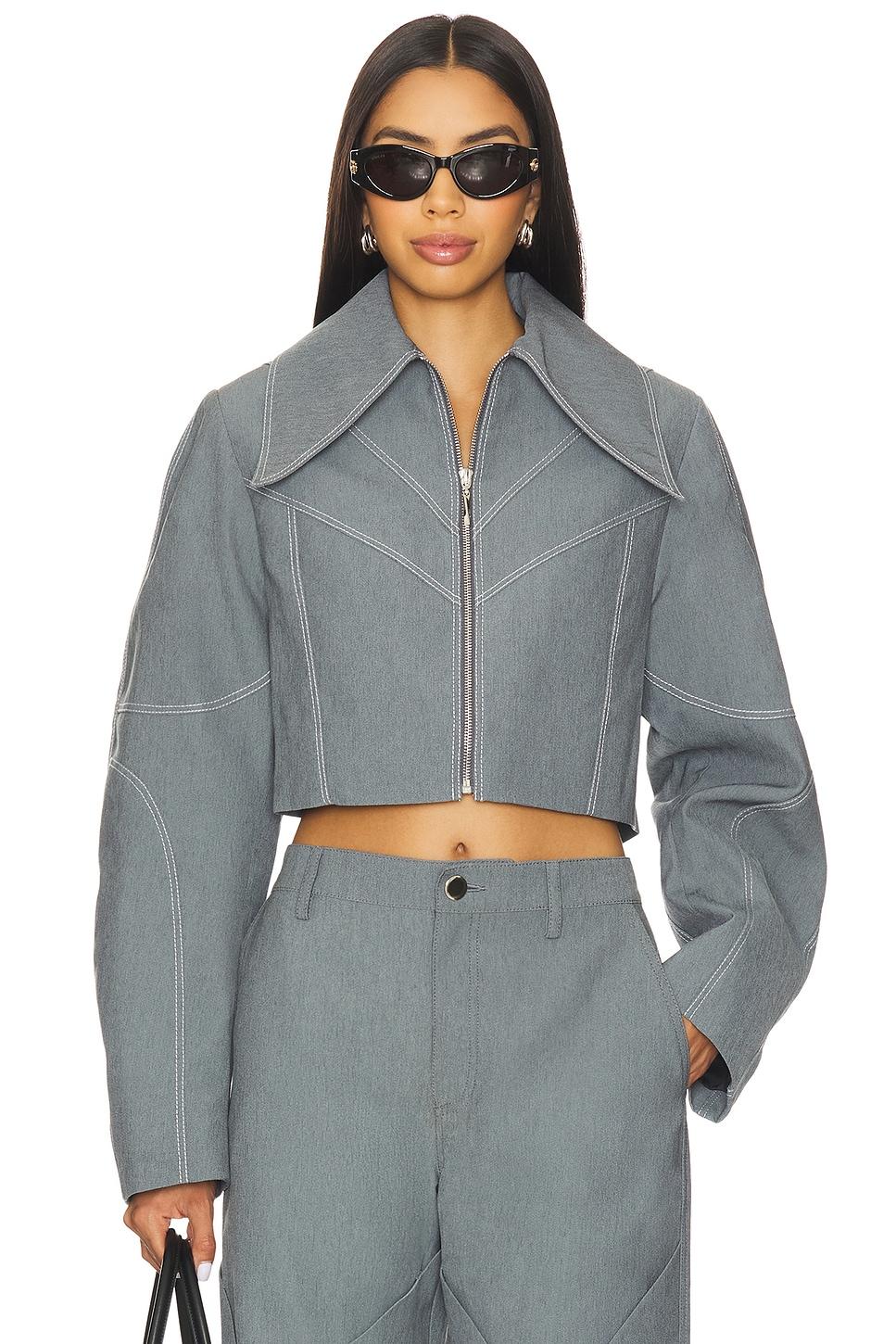 specialty denim paneled jacket