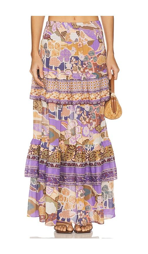 spell dancing valley ra ra maxi skirt in purple.