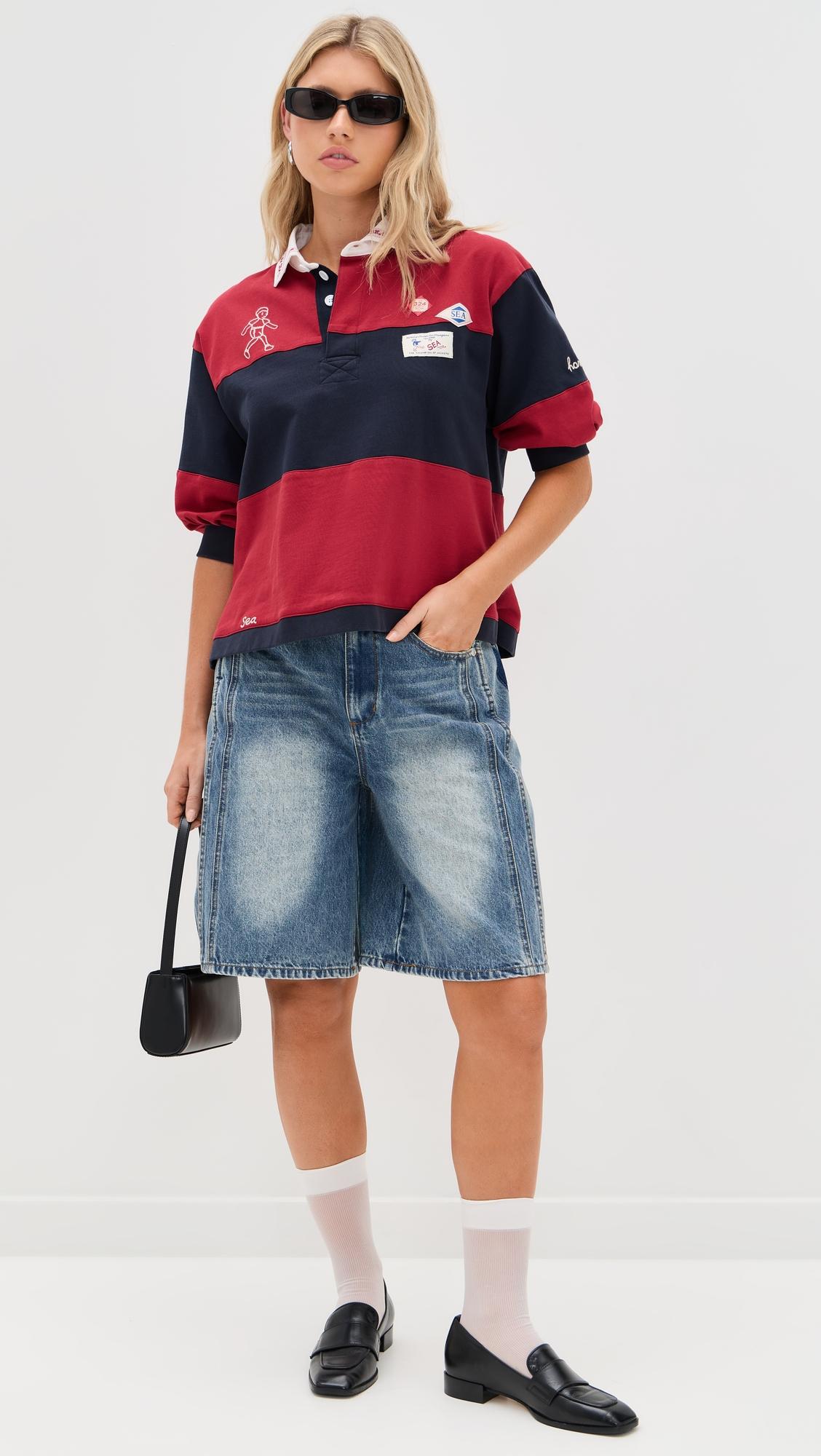 spencer mended denim bermuda shorts
