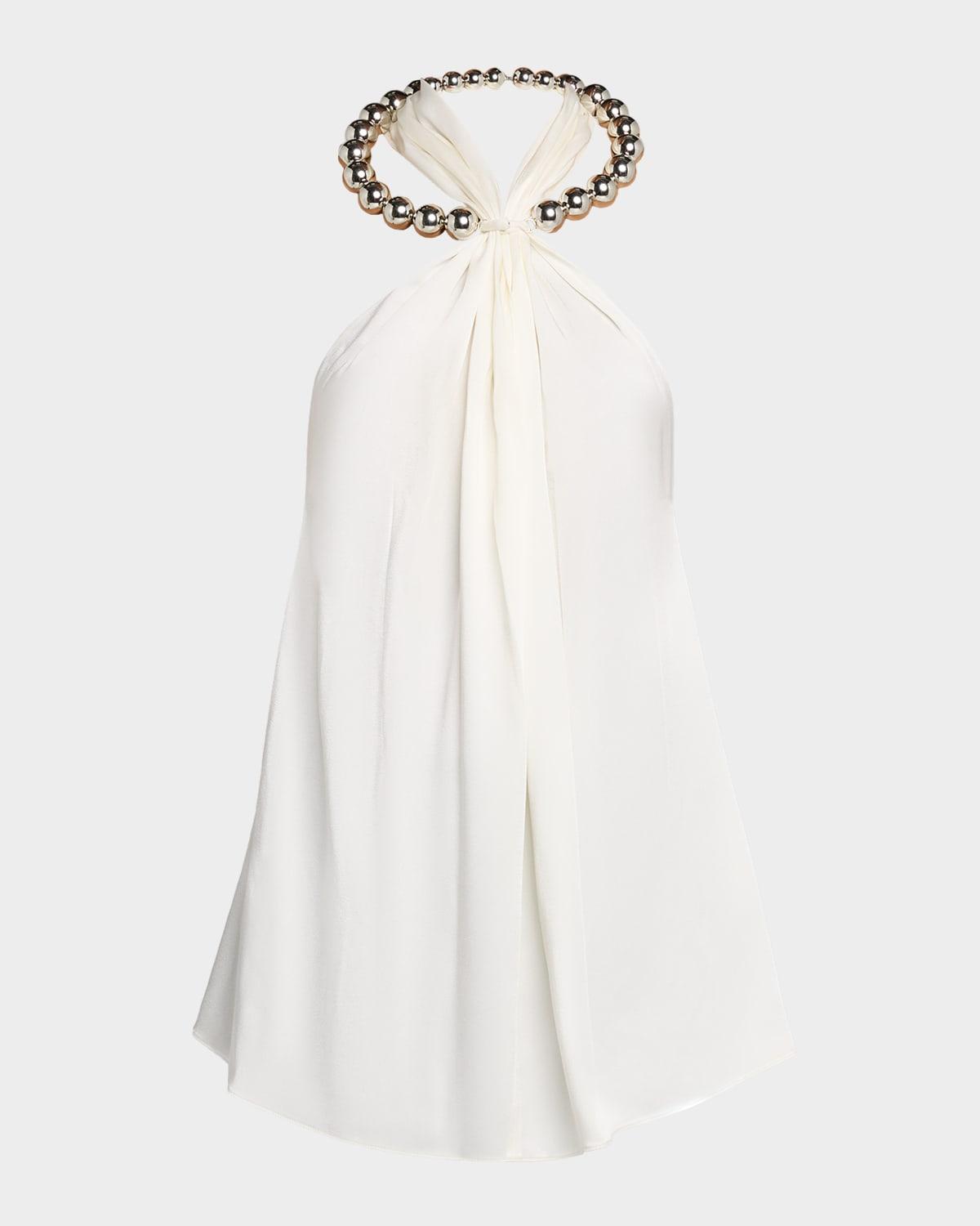 sphere embellished halter top