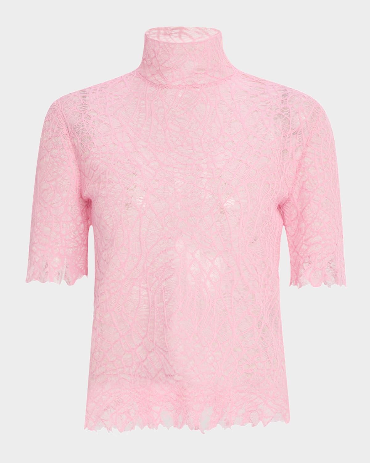 spider lace high-neck silk top