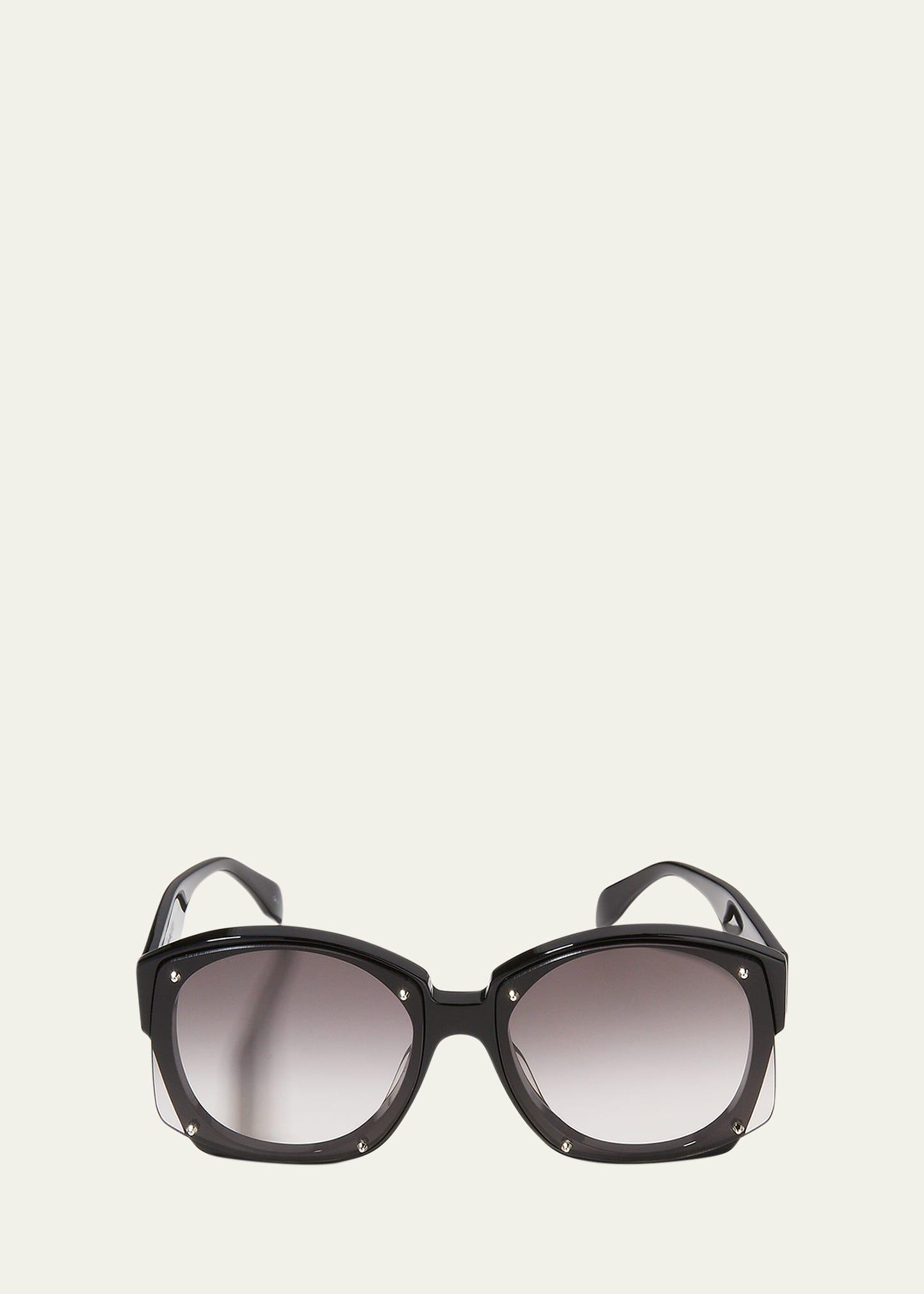 spike stud square acetate sunglasses