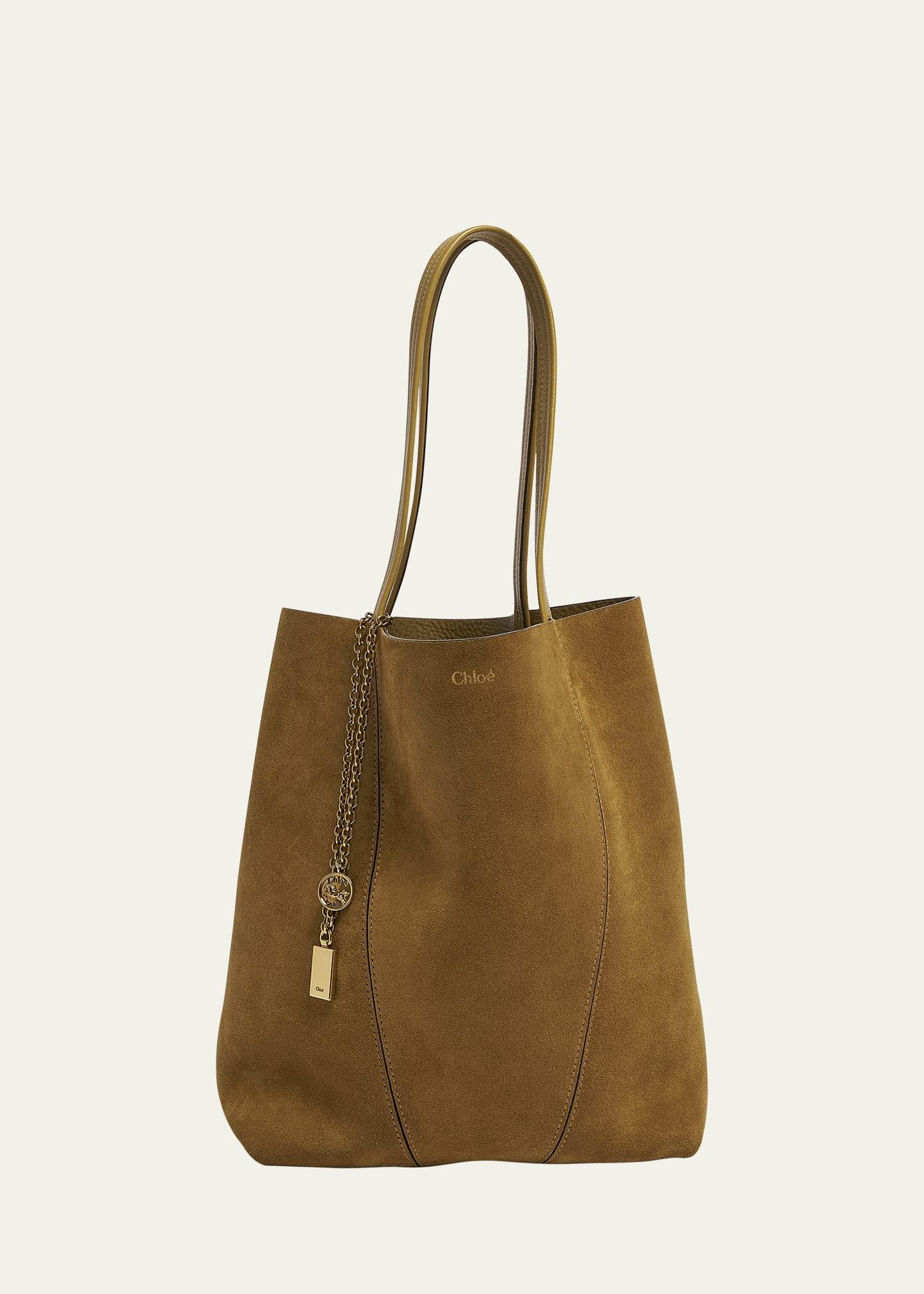 spin medium tote bag in suede