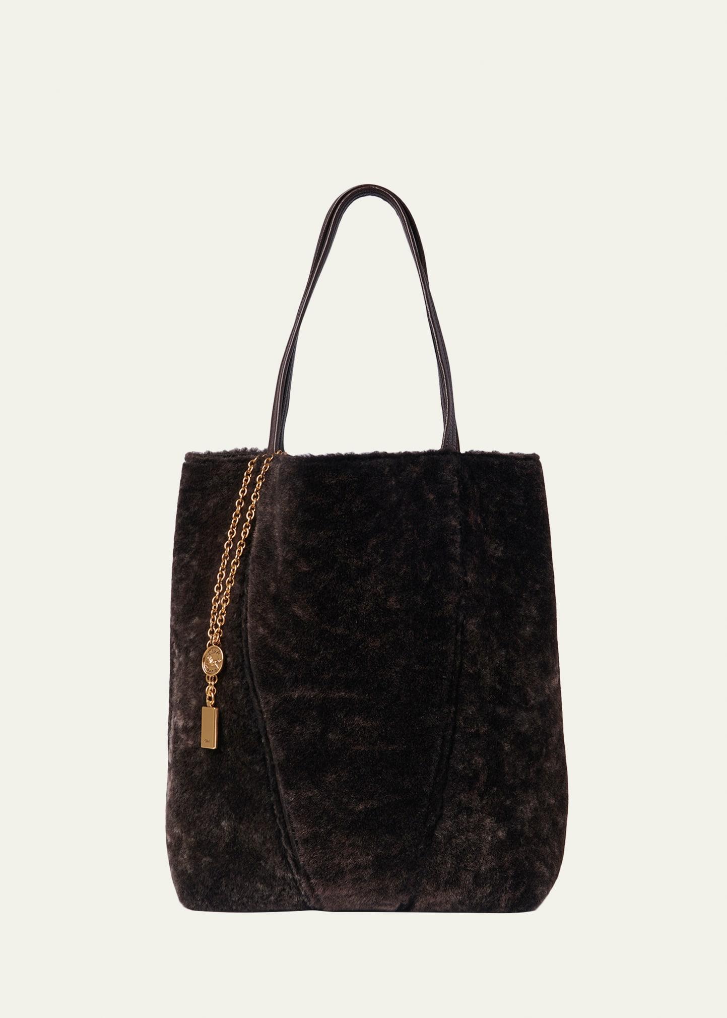 spin tote bag in shearling