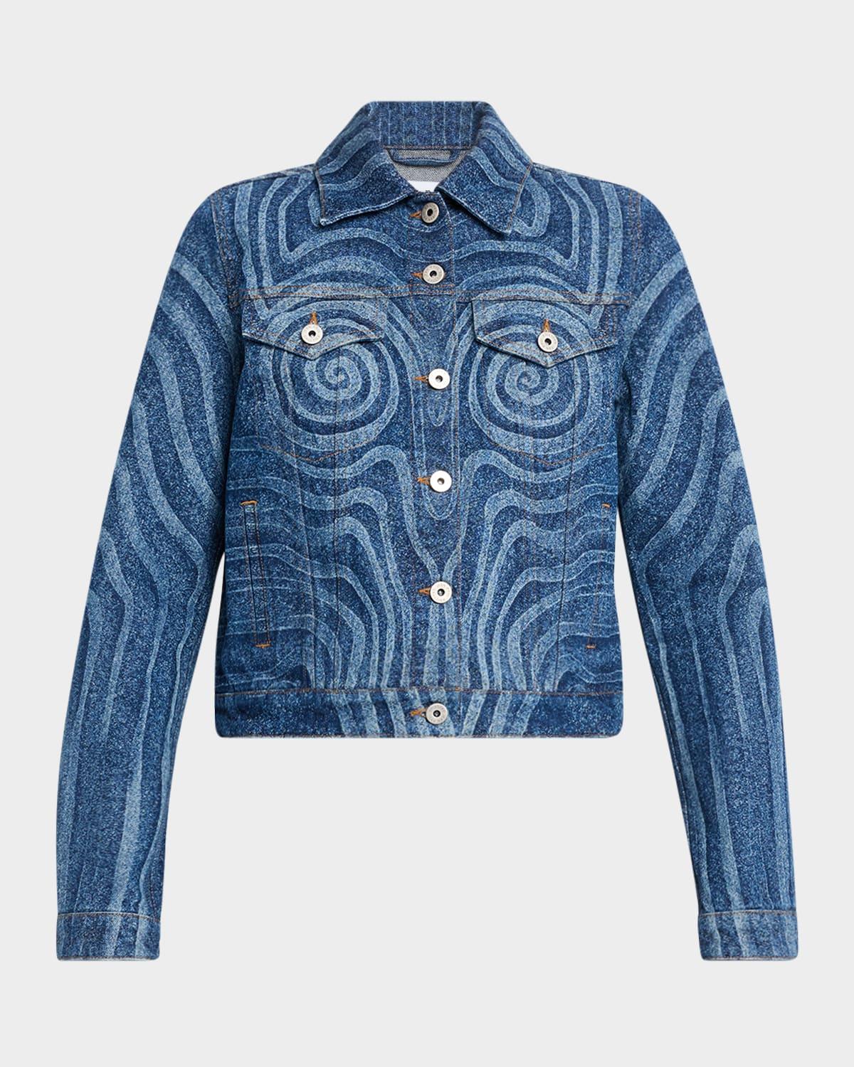 spiral-print denim jacket