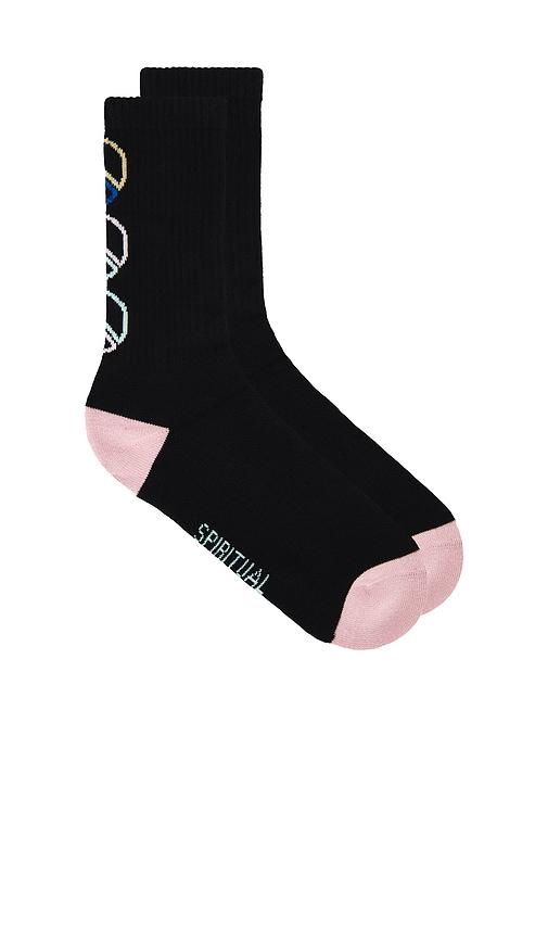 spiritual gangster peace emblem crew sock in black.