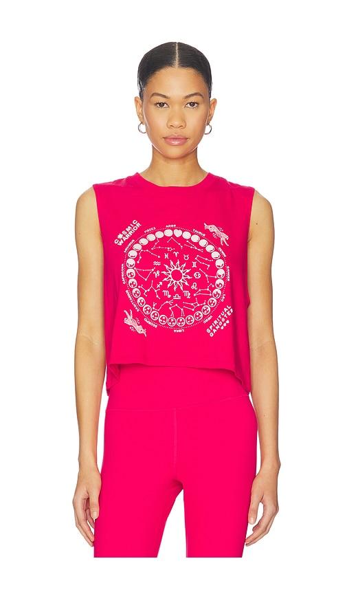 spiritual gangster zodiac energy spirit crop tank in pink.
