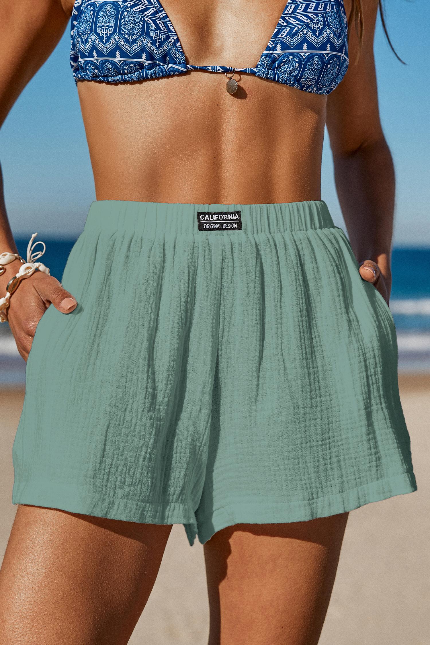 splash green cover-up shorts - l