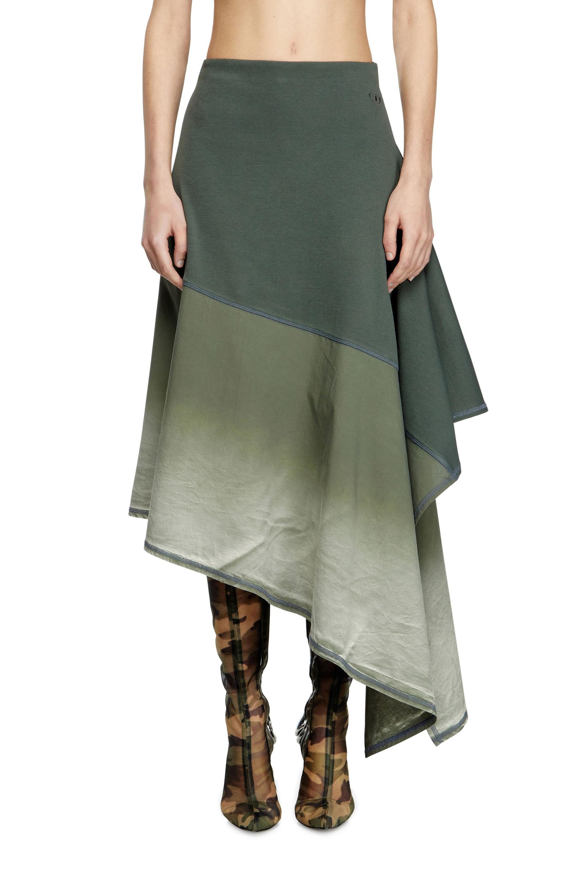 spliced asymmetrical midi skirt