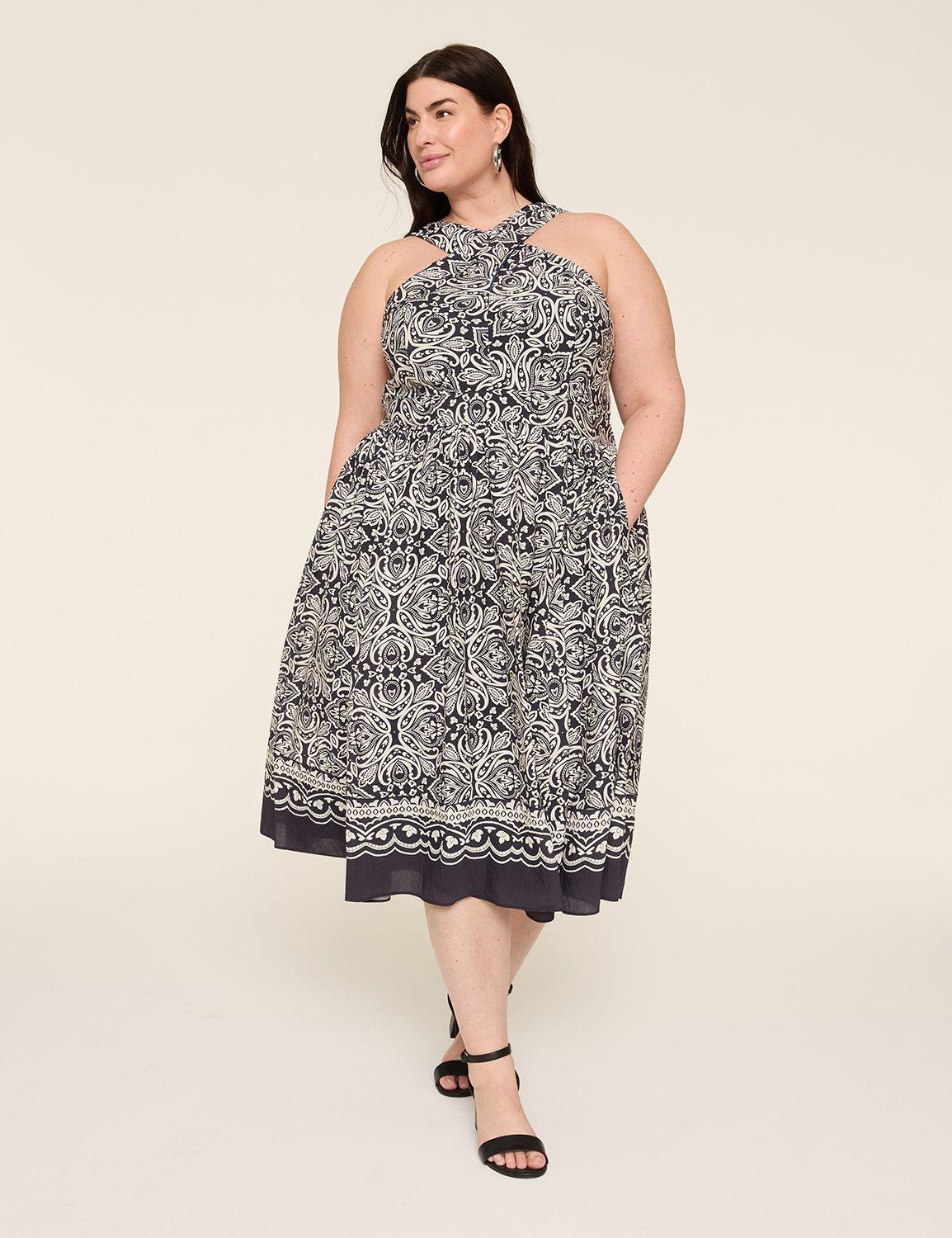 split halter-neck midi dress