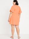 split-neck crinkle gauze mini swing dress