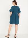 split-neck crinkle gauze mini swing dress