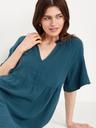 split-neck crinkle gauze mini swing dress