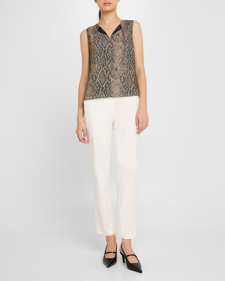 split-neck tie sleeveless blouse
