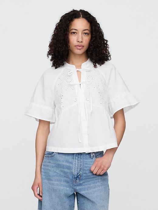 splitneck tie-front top