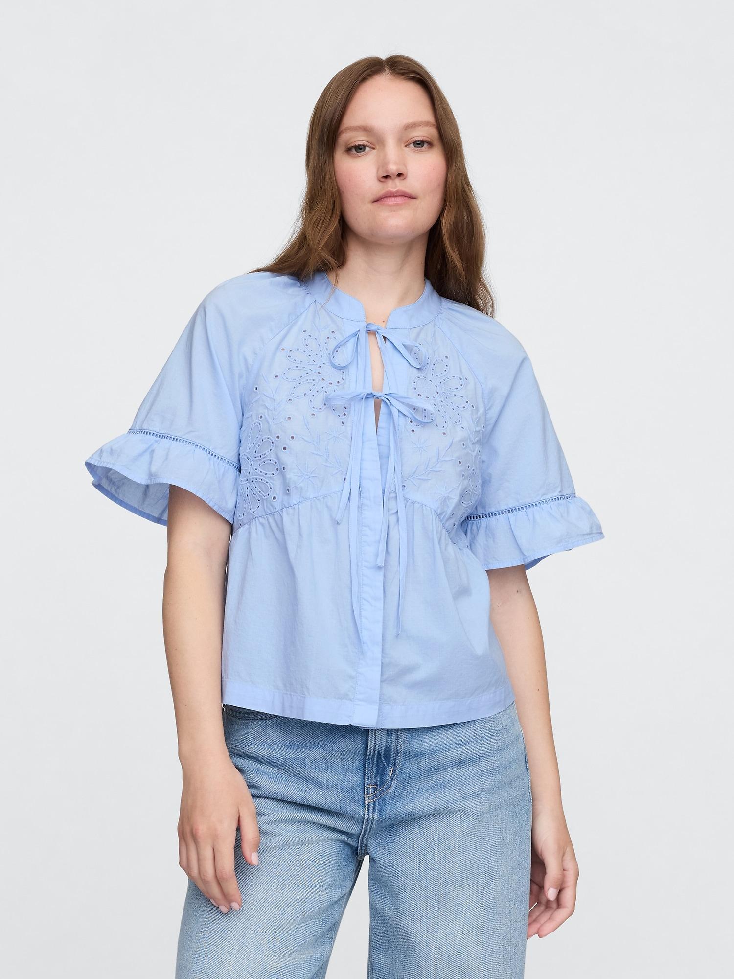 splitneck tie-front top