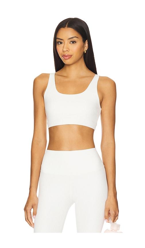 splits59 airweight rib sports bra in white.